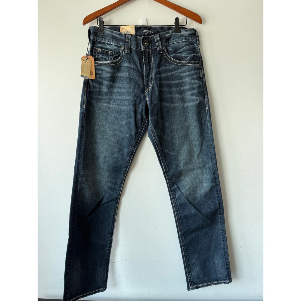 Silver Jeans Co Eddie Relaxed Tapered Leg Jeans Mens 31x32 Dark Wash New NWT